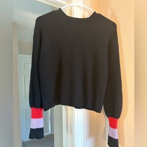 A.L.C. Black Sweater with Red and Purple Accents. XS